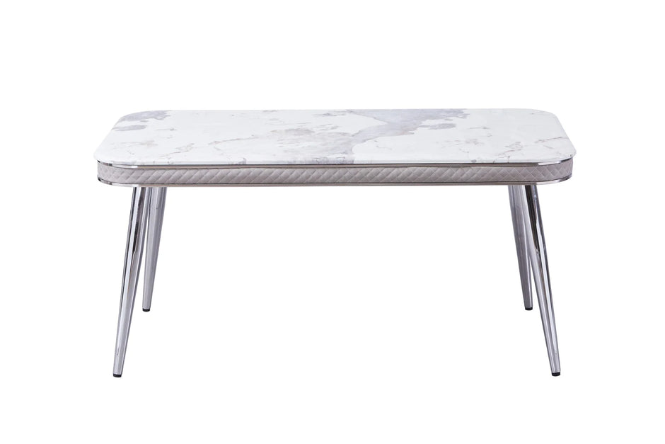 Luxe Dining Table with 6 Forma Chairs Grey/Gold
