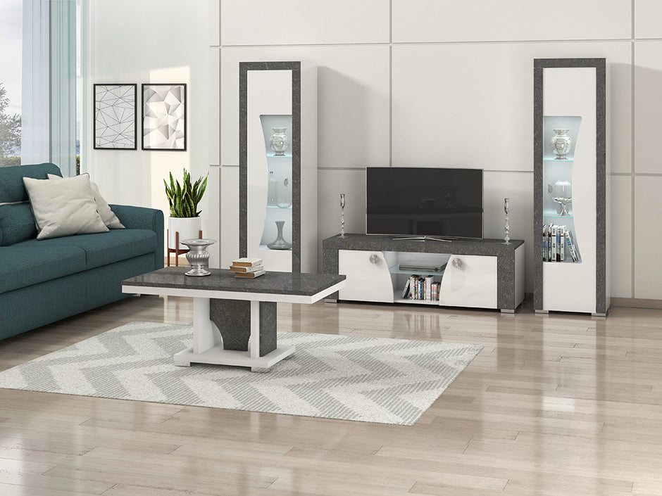Smart Grey/White Italian LINUX H/Gloss Lounge/Living Room Furniture From San Martino