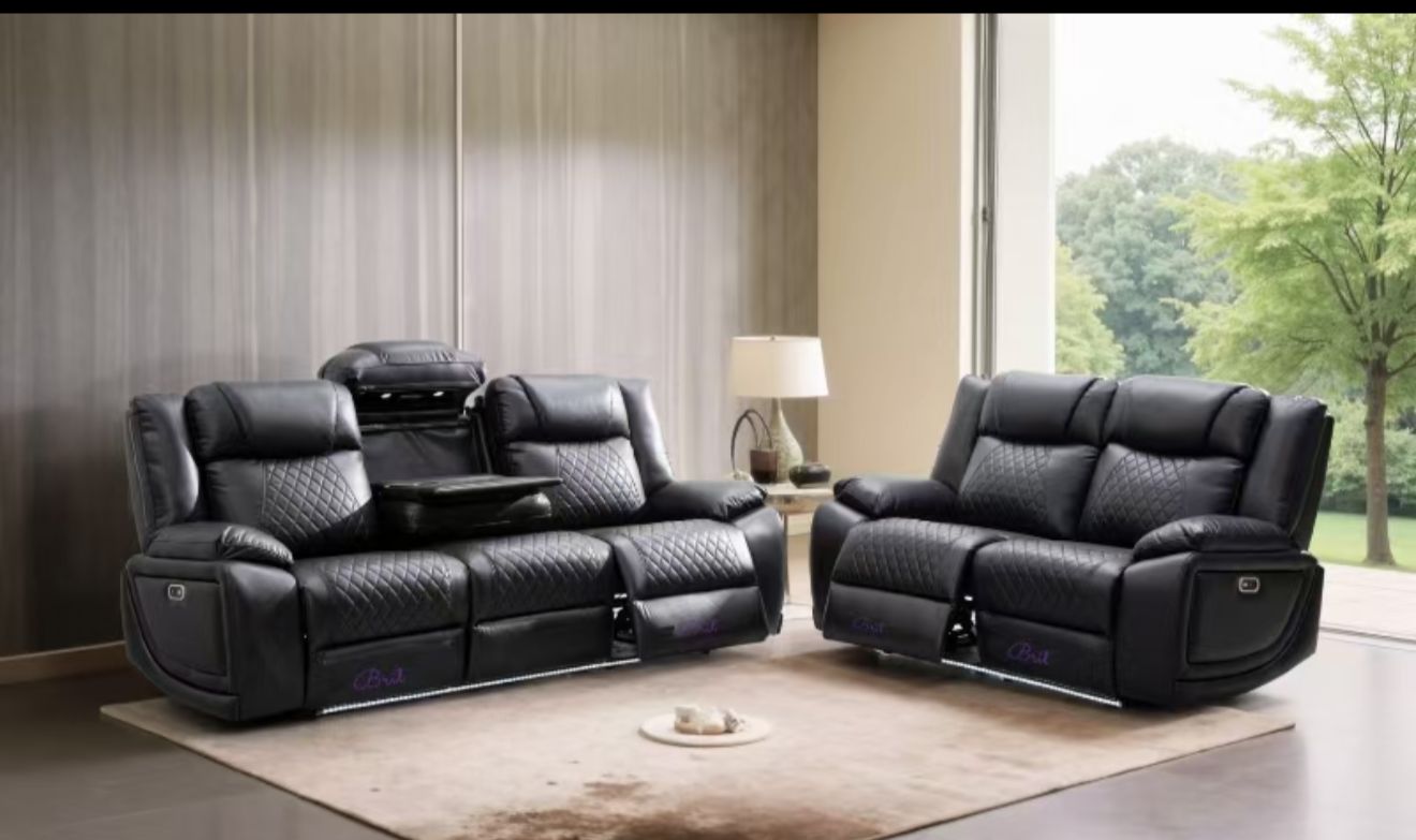CNC Orlando Leather 3+2 Seater Electric RECLINER + Cup holder + LED + USB port