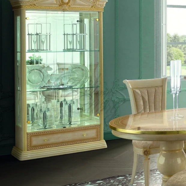 Luxury MEDUSA Italian Cream & Gold 2 Door Display Cabinet by Camel Group Italy
