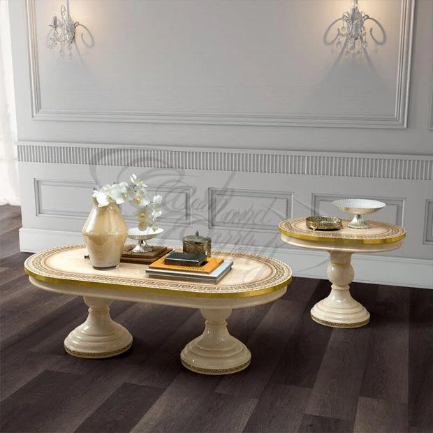 Luxury MEDUSA Italian Cream & Gold  High Gloss Coffee Table by Camel Group Italy
