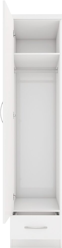 Nevada 1 Door 1 Drawer Wardrobe - White Gloss