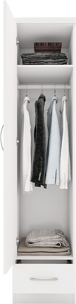 Nevada 1 Door 1 Drawer Wardrobe - White Gloss