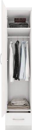 Nevada 1 Door 1 Drawer Wardrobe - White Gloss