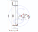 Nevada 1 Door 1 Drawer Wardrobe - White Gloss