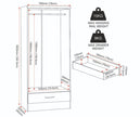 Nevada 2 Door 1 Drawer Wardrobe
