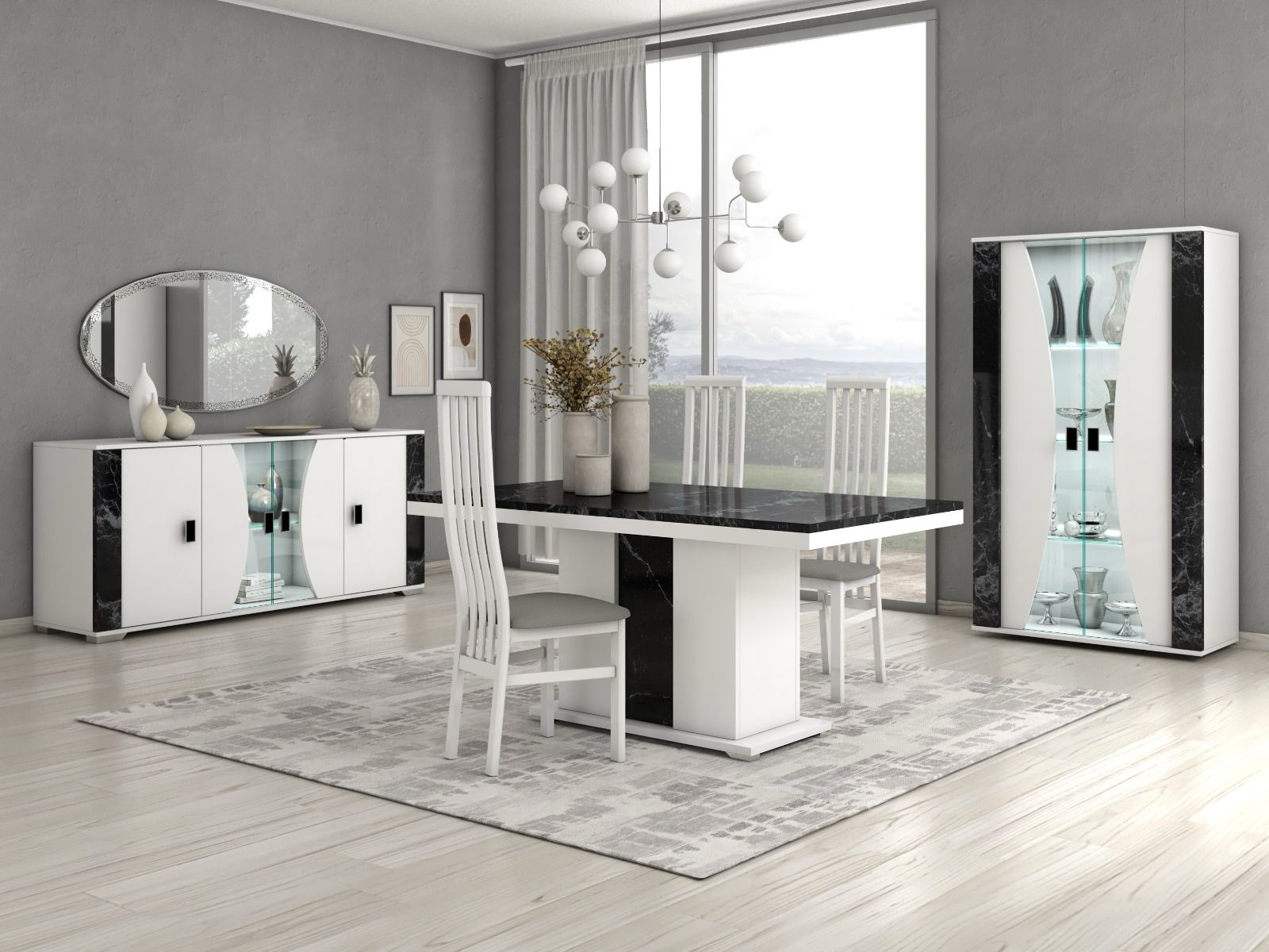 Nevada Marble Effect-White Italian H/Gloss Living Room Furniture From STM Design