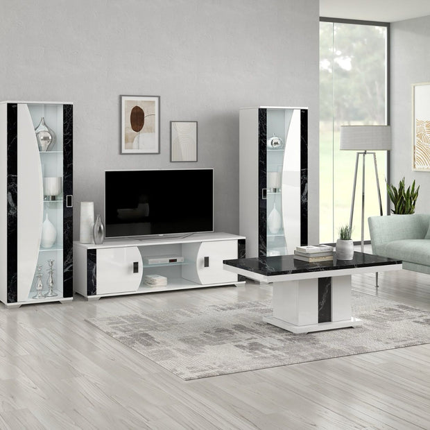 Nevada Marble Effect-White Italian H/Gloss Living Room Furniture From STM Design