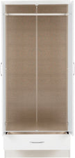 Nevada 2 Door 1 Drawer Wardrobe Bedroom Set White Gloss
