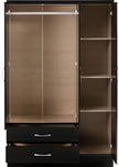 Nevada 3 Door 2 Drawer Wardrobe - Black Gloss