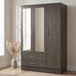 Nevada 3 Door 2 Drawer Wardrobe - Black Wood Grain