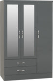 Nevada 3 Door 2 Drawer Wardrobe - Grey Gloss