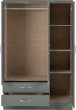 Nevada 3 Door 2 Drawer Wardrobe - Grey Gloss