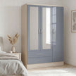 Nevada 3 Door 2 Drawer Wardrobe - Grey Gloss/Light Oak Effect Veneer