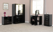 Nevada 3 Door 2 Drawer Wardrobe - Black Gloss