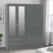 Nevada 4 Door 2 Drawer Wardrobe - Grey Gloss