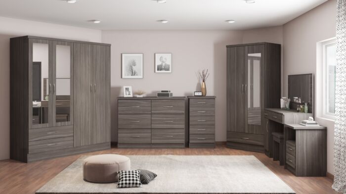 Nevada 4 Door 2 Drawer Wardrobe - Black Wood Grain