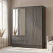Nevada 4 Door 2 Drawer Wardrobe - Black Wood Grain