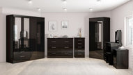 Nevada 4 Door 2 Drawer Wardrobe - Black Gloss