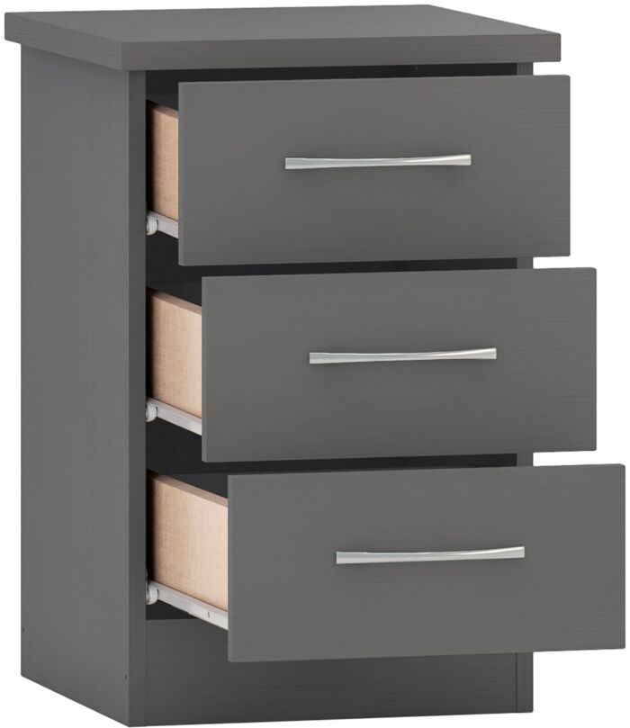 Nevada 2 Door 1 Drawer Wardrobe Bedroom Set - 3D Effect Grey
