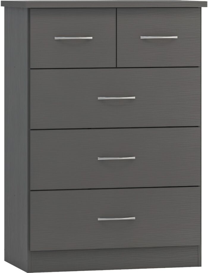 Nevada 2 Door 1 Drawer Wardrobe Bedroom Set - 3D Effect Grey