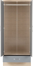 Nevada 2 Door 1 Drawer Wardrobe Bedroom Set - Grey Gloss/Light Oak Effect Veneer