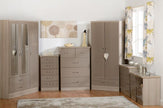 Nevada 3 Door 2 Drawer Wardrobe - Oyster Gloss/Light Oak Effect Veneer