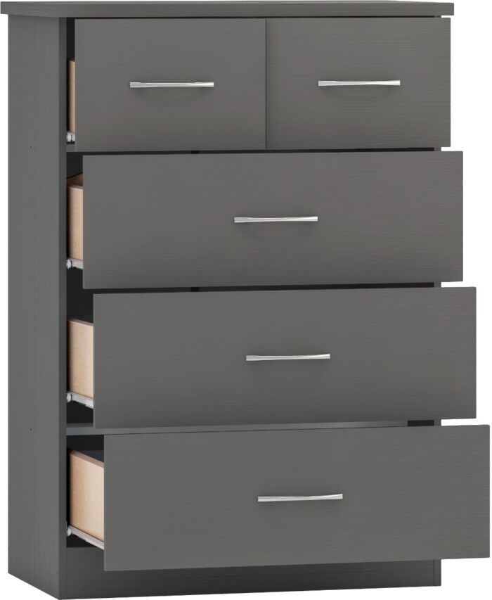 Nevada 2 Door 1 Drawer Wardrobe Bedroom Set - 3D Effect Grey