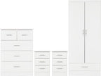 Nevada 2 Door 1 Drawer Wardrobe Bedroom Set White Gloss