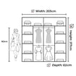 New York 2 Doors Sliding Mirrored Wardrobe 120cm