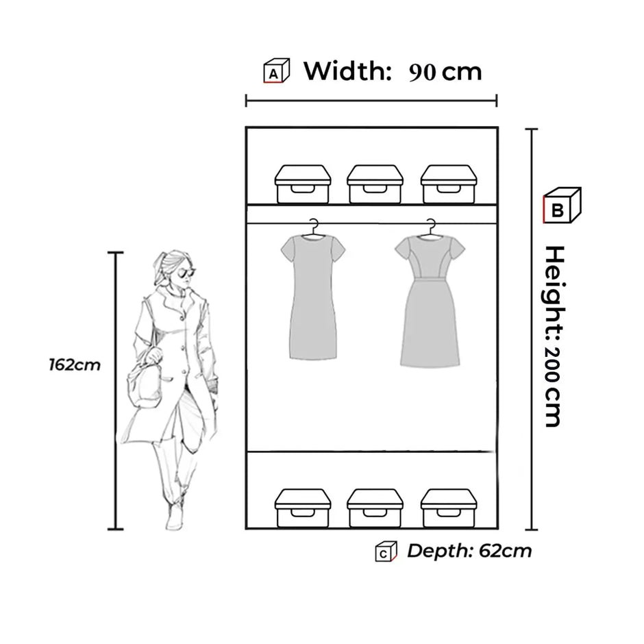 New York 2 Doors Sliding Mirrored Wardrobe 120cm