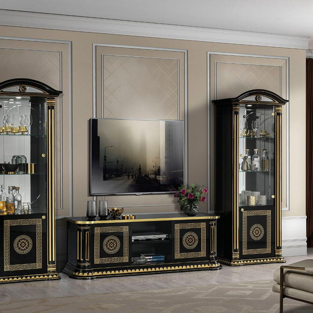 Aurora Versa Design TALIAN Beige-Gold Tv &  Single Door Vitrine Cabinet Set H2O Design