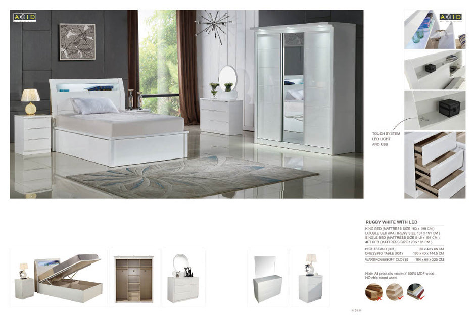 Rugby Wooden Storage High Gloss Bed Frames Special Offer