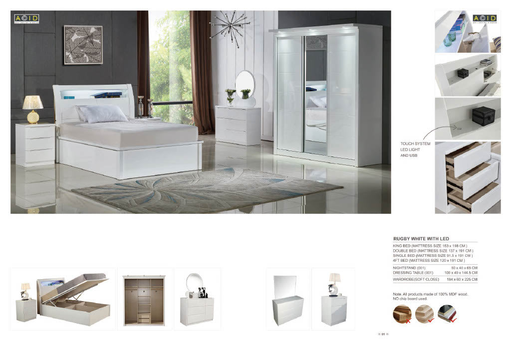 Rugby Wooden Storage High Gloss Bed Frames Special Offer