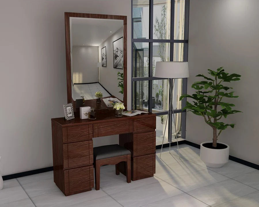 Paris High Gloss 7 Drawer  Dresser with LED Mirror