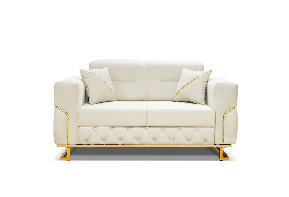 PARMA CHESTERFIELD CREAM-GOLD SOFA SET