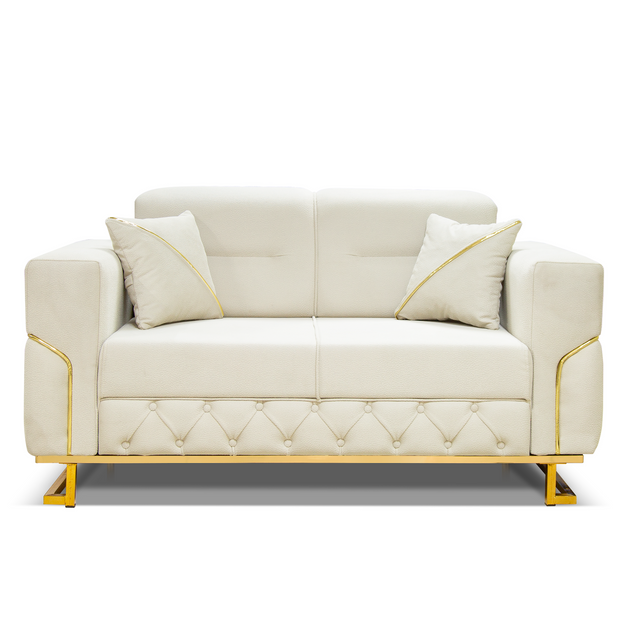 PARMA CHESTERFIELD CREAM-GOLD SOFA SET