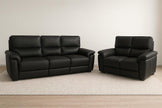 Paulo 3+2 Seater Genuine Leather Sofa Set Black