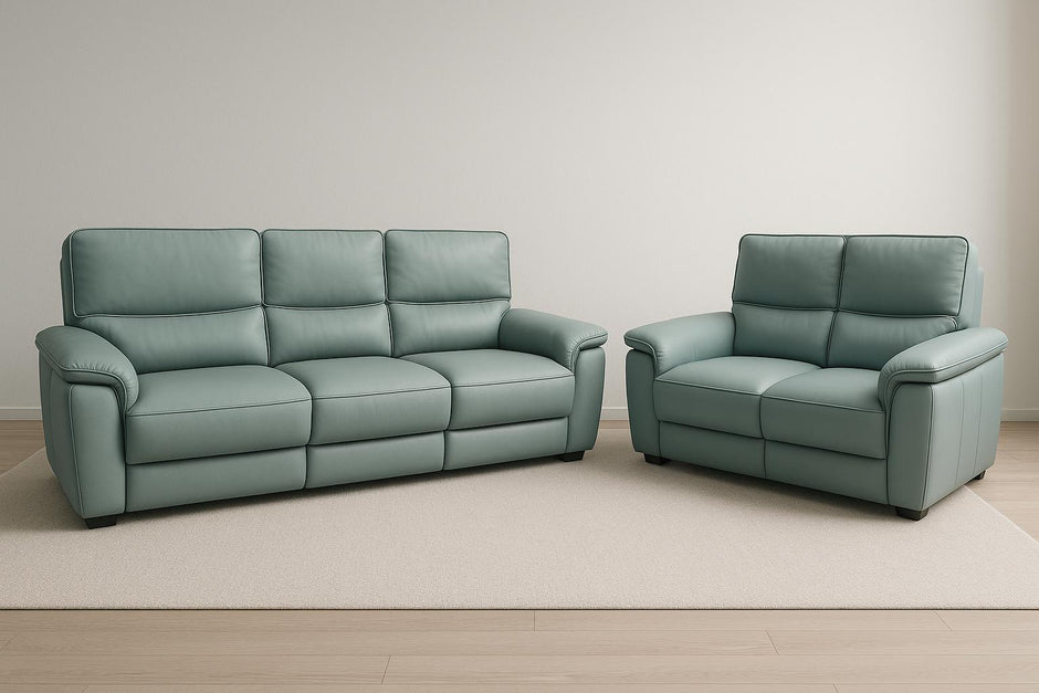Paulo 3+2 Seater Genuine Leather Sofa Set Black