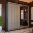 Royal Sliding Wardrobes Black 2 Door Minimalist Wide Mirrored Wardrobe 150cm