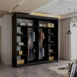 Royal Sliding Wardrobes Black 2 Door Minimalist Wide Mirrored Wardrobe 203cm