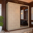 Royal Sliding Wardrobes Black 2 Door Minimalist Wide Mirrored Wardrobe 150cm