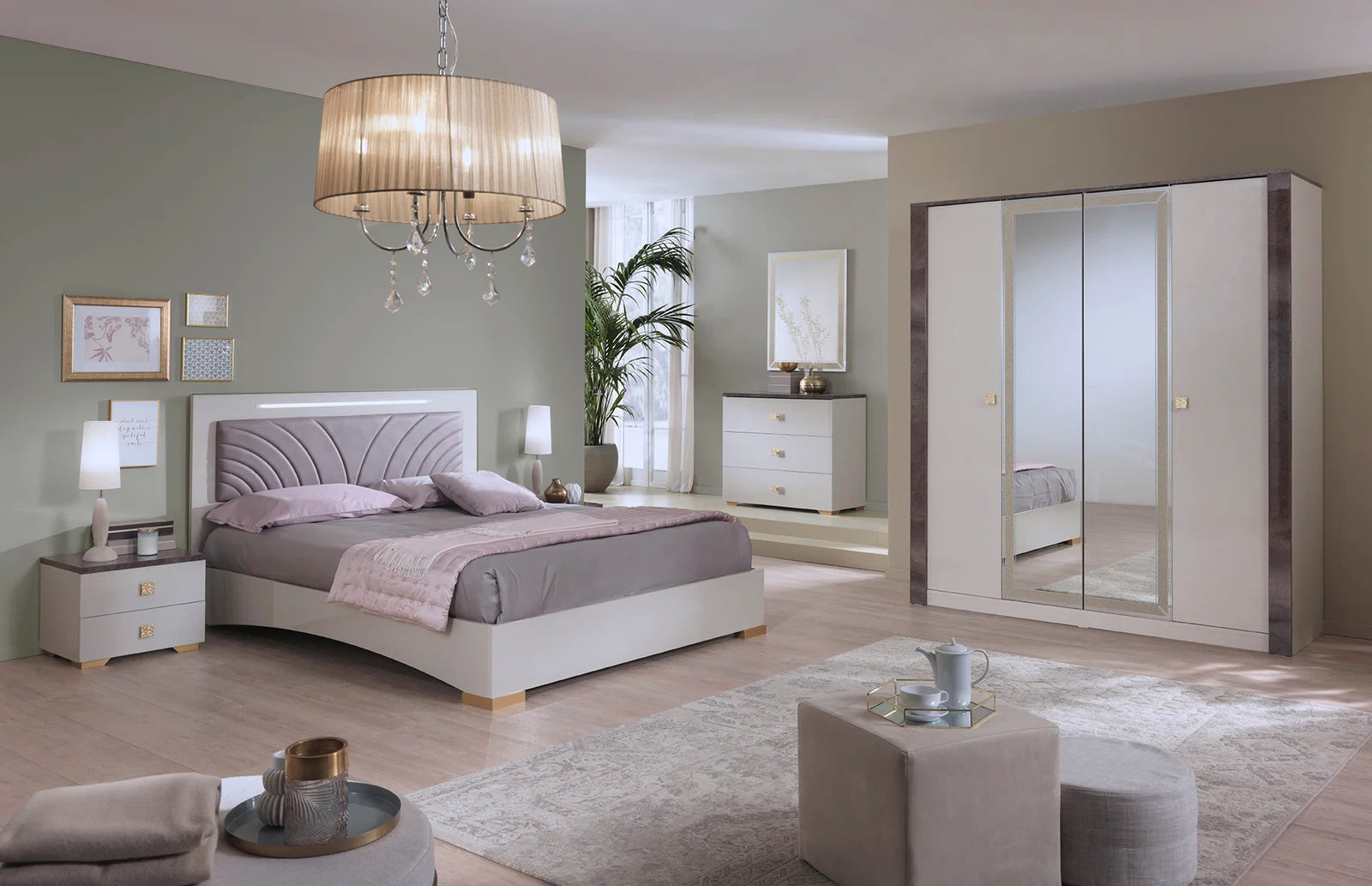 New Luxury Ruby  Italian 4 Door Wardrobe Bedroom Set Grey STM Design Offer Price