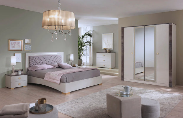 New Luxury Ruby  Italian 4 Door Wardrobe Bedroom Set Grey STM Design Offer Price