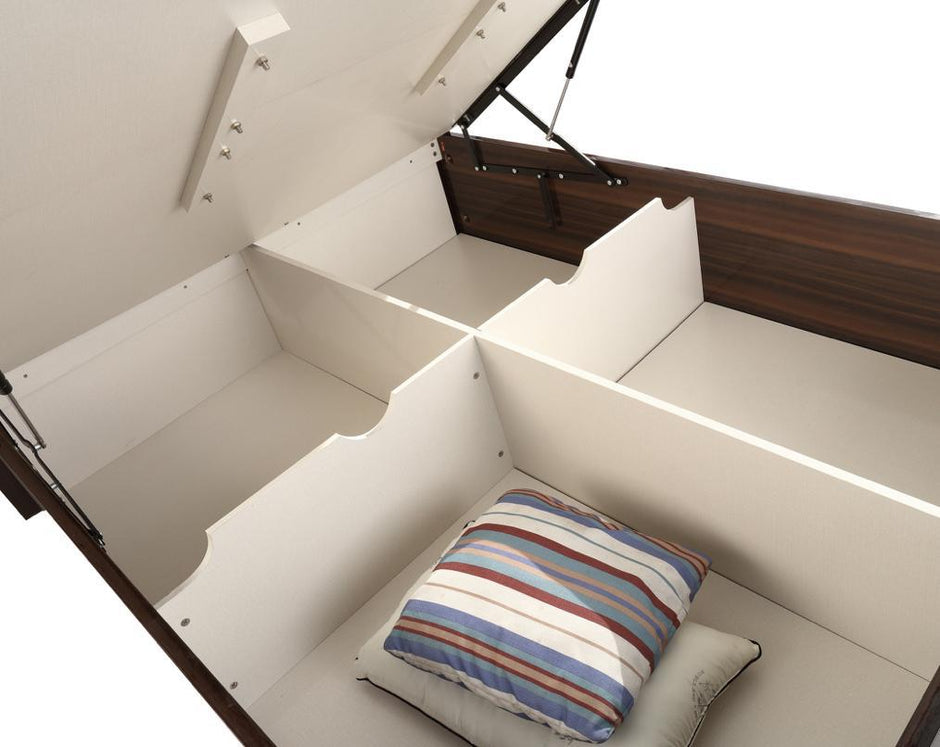 Rugby Ottoman-Storage High Glossy With LED Lights, Bluetooth Speaker, Charging Points