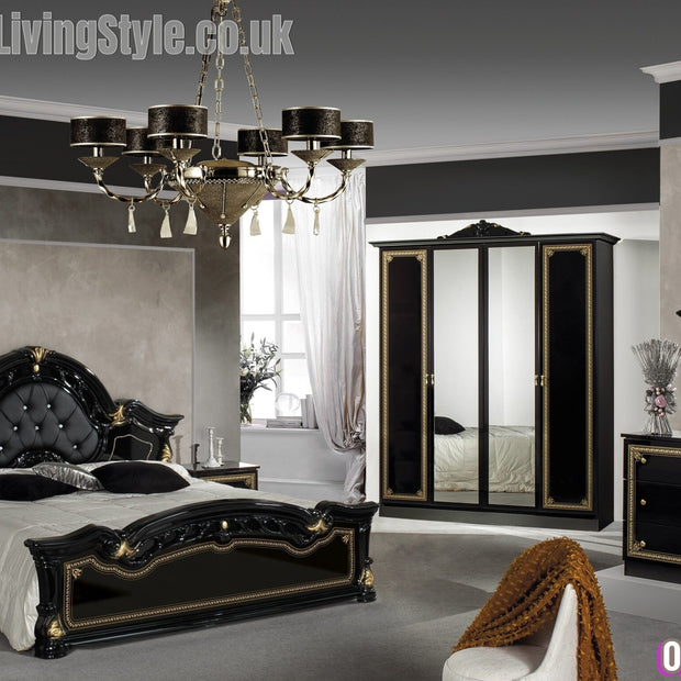 Stella Italian High Gloss 4 Door Wardrobe Bedroom Set Collection