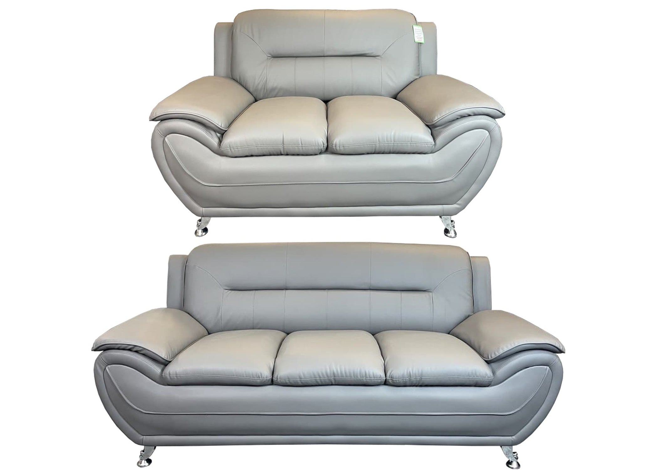 SHIRAZ 3+2 PU FAUX LEATHER SOFA SET – Black, Grey, Black-White