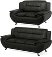 SHIRAZ 3+2 PU FAUX LEATHER SOFA SET – Black, Grey, Black-White