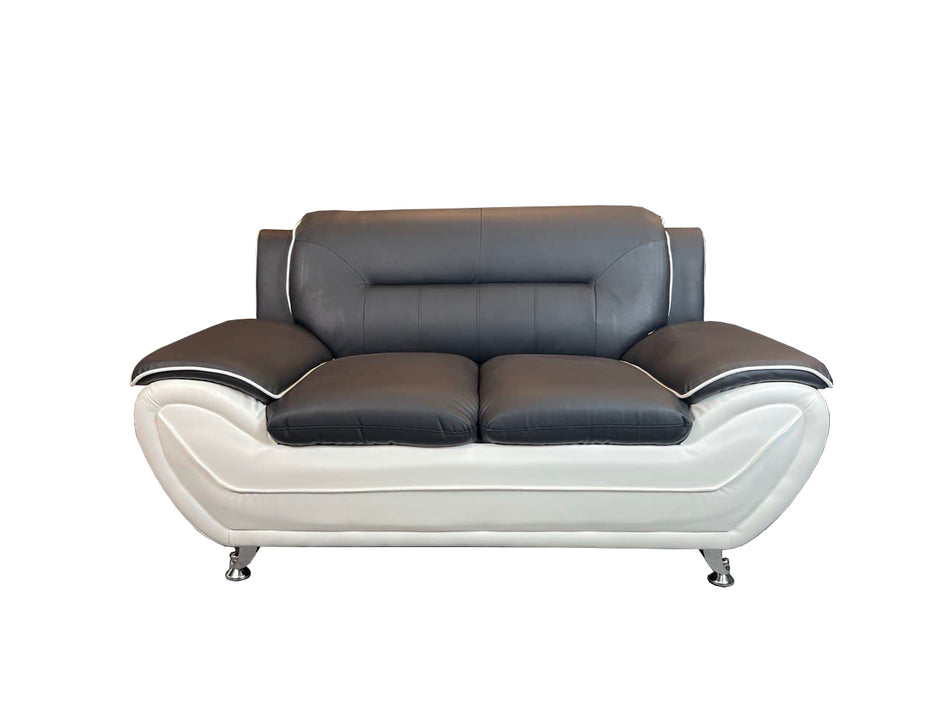 SHIRAZ 3+2 PU FAUX LEATHER SOFA SET – Black, Grey, Black-White