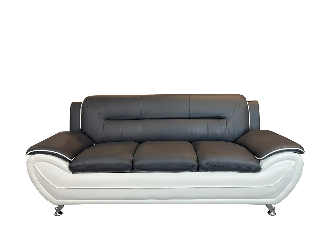SHIRAZ 3+2 PU FAUX LEATHER SOFA SET – Black, Grey, Black-White
